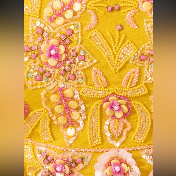 House of Indya floral tie dye yellow haldi embellished lehenga set - Picture 5 of 13